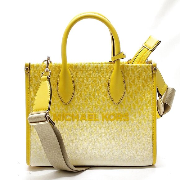 Authentic MICHAEL KORS Yellow PVC Satchel Bag mn195-112525 - Picture 1 of 16